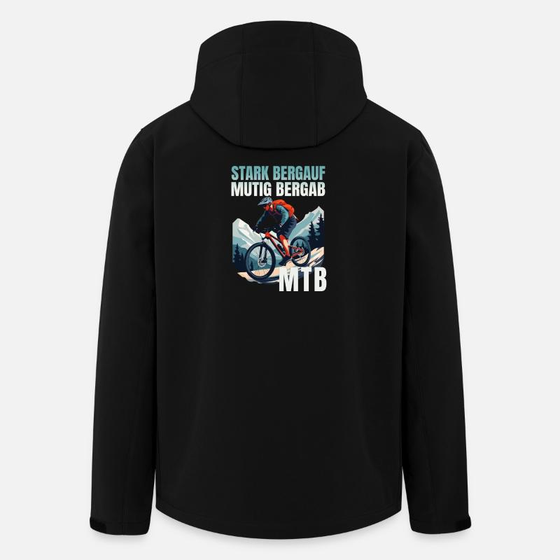 MTB: Stark bergauf - Mutig bergab - Recycelte Männer Softshell-Jacke von Stanley/Stella - Schwarz