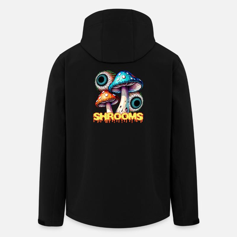 Champignons Psychédéliques Illusion Oeil Art - Veste softshell homme en polyester recyclé Stanley/Stella - noir