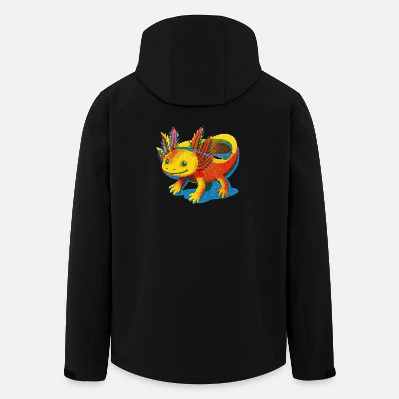 Lebendiges Regenbogen-Axolotl-Design - Recycelte Männer Softshell-Jacke von Stanley/Stella - Schwarz