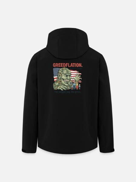 Greedy Greedflation Cartoon Design - Men’s Recycled Softshell Jacket by Stanley/Stella - black