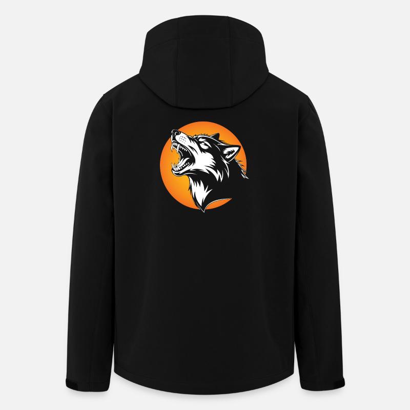Wolf head in contrasting silhouette - Men’s Recycled Softshell Jacket by Stanley/Stella - black
