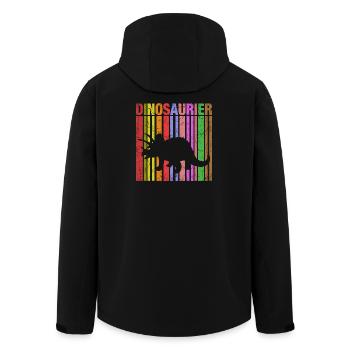 Dinosaur silhouette with color details - Men’s Recycled Softshell Jacket by Stanley/Stella - black - Back - AI Model Male 185 light (185cm)