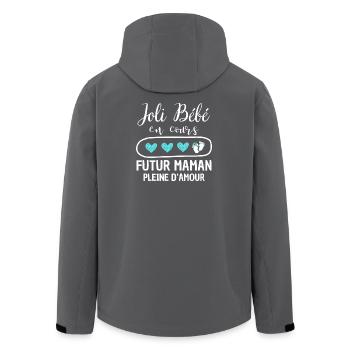 Humour Couple Grossesse - Joli Bébé en Cours Futur - Veste softshell homme en polyester recyclé Stanley/Stella - charbon - Dos - AI Model Male 185 light (185cm)