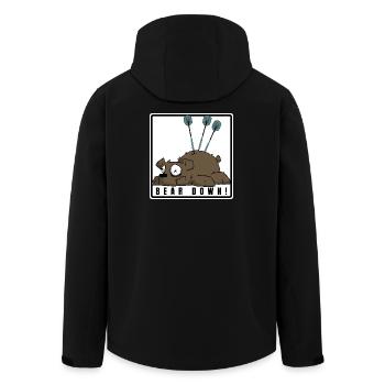 Lustiges Darts Comic Motiv. BEAR DOWN ! - Recycelte Männer Softshell-Jacke von Stanley/Stella - Schwarz - Hinten - AI Model Male 185 light (185cm)