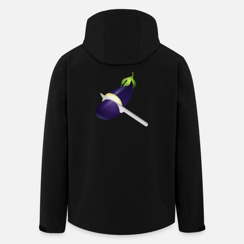 Leuchtende Aubergine mit Küchenmesser - Recycelte Männer Softshell-Jacke von Stanley/Stella - Schwarz