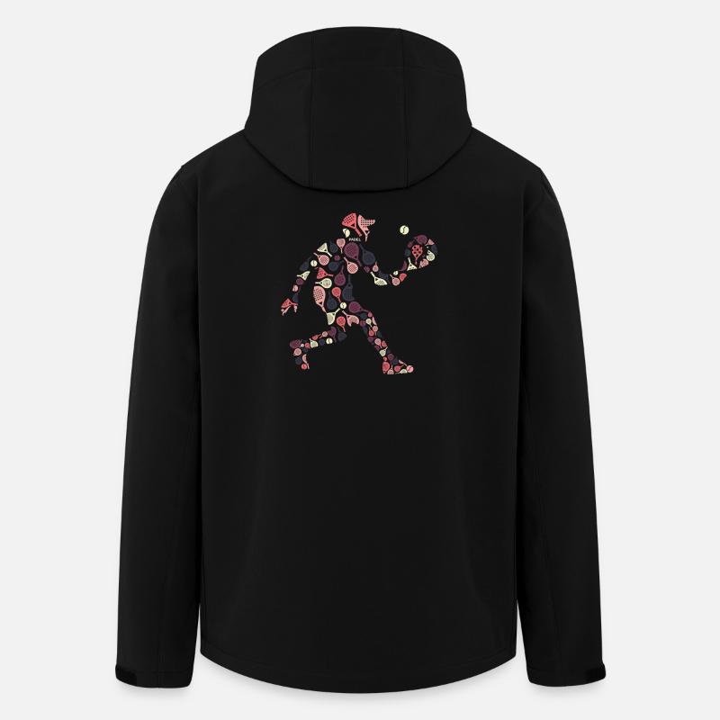 Retro Padel Spieler mit Schlägern Muster - Recycelte Männer Softshell-Jacke von Stanley/Stella - Schwarz