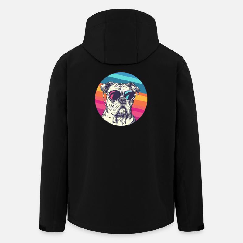 Regenbogen Bulldogge mit Sonnenbrille - Recycelte Männer Softshell-Jacke von Stanley/Stella - Schwarz