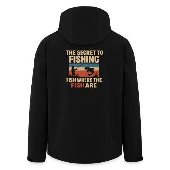 Le secret de la pêche : l’humour de la pêche à la pêche - Veste softshell homme en polyester recyclé Stanley/Stella - noir - Dos - AI Model Male 185 light (185cm)