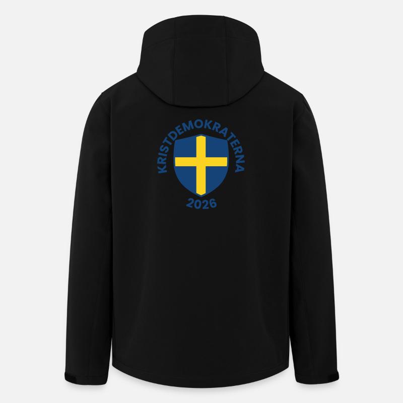 Nordic Blue Shield Yellow Cross - Men’s Recycled Softshell Jacket by Stanley/Stella - black