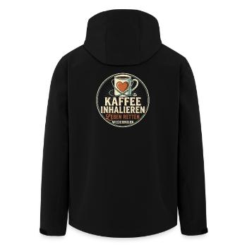 Kaffee Inhalieren & Leben Retten Pflege Vintage  - Recycelte Männer Softshell-Jacke von Stanley/Stella - Schwarz - Hinten - AI Model Male 185 light (185cm)