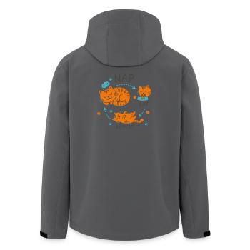 Nap Eat Repeat Katzendesign - Recycelte Männer Softshell-Jacke von Stanley/Stella - Schwarz - Hinten - AI Model Male 185 light (185cm)