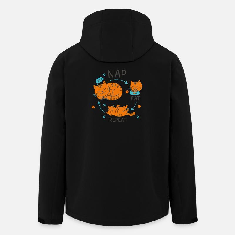 Conception de chat Manger Répétition Sieste - Veste softshell homme en polyester recyclé Stanley/Stella - noir