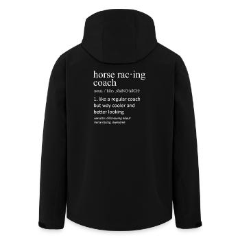 Horse Racing Heartbeat EKG Jockey Silhouette - Men’s Recycled Softshell Jacket by Stanley/Stella - black - Back - AI Model Male 185 light (185cm)