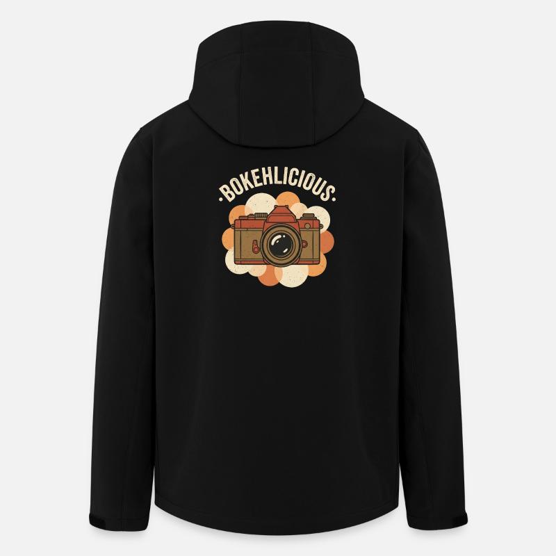 Bokehlicious - Retro Photography Camera Motif - Men’s Recycled Softshell Jacket by Stanley/Stella - black