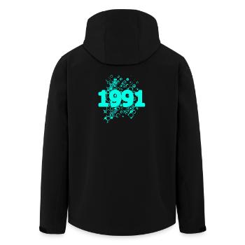 1991 - Men’s Recycled Softshell Jacket by Stanley/Stella - black - Back - AI Model Male 185 light (185cm)