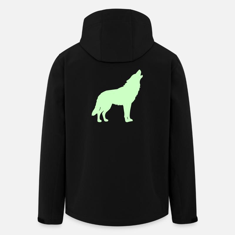 Silhouette de loup vert néon - Veste softshell homme en polyester recyclé Stanley/Stella - noir