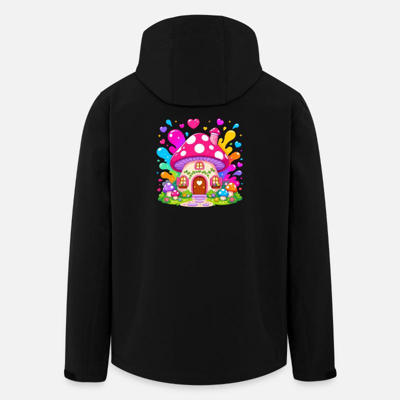Buntes Pilzhaus Zauber - Recycelte Männer Softshell-Jacke von Stanley/Stella - Schwarz