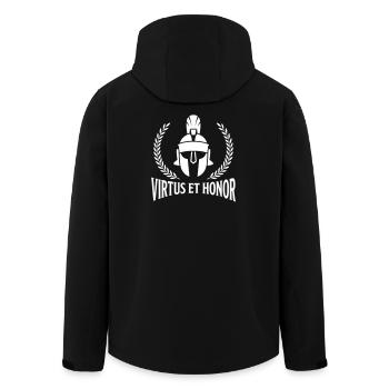 Virtus Et Honor Latin Quote - Motivational Slogan - Men’s Recycled Softshell Jacket by Stanley/Stella - black - Back - AI Model Male 185 light (185cm)
