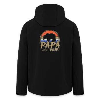 Papa Bear Retro Gift Father Father's Day - Men’s Recycled Softshell Jacket by Stanley/Stella - black - Back - AI Model Male 185 light (185cm)