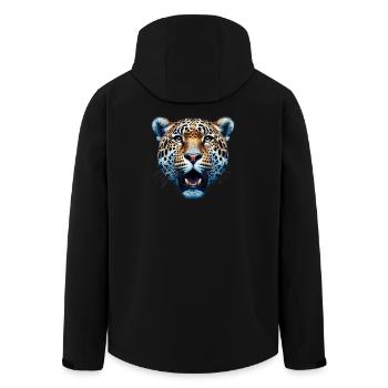 Leopard - Recycelte Männer Softshell-Jacke von Stanley/Stella - Schwarz - Hinten - AI Model Male 185 light (185cm)