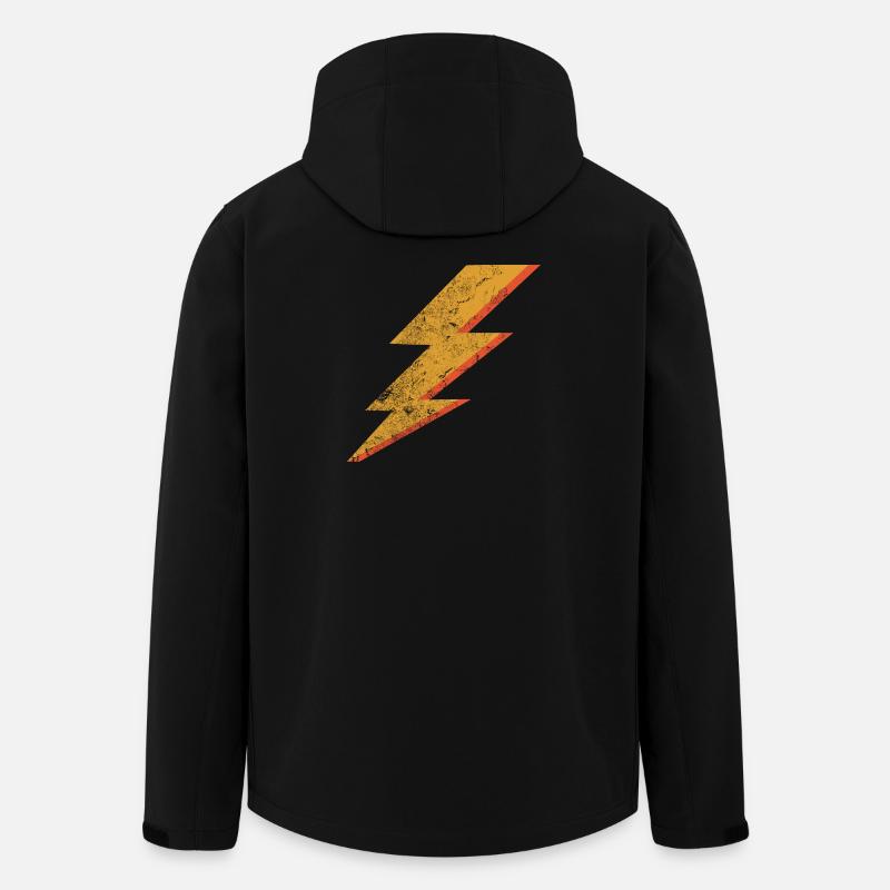 Éclair rouge et jaune de style grunge - Veste softshell homme en polyester recyclé Stanley/Stella - noir