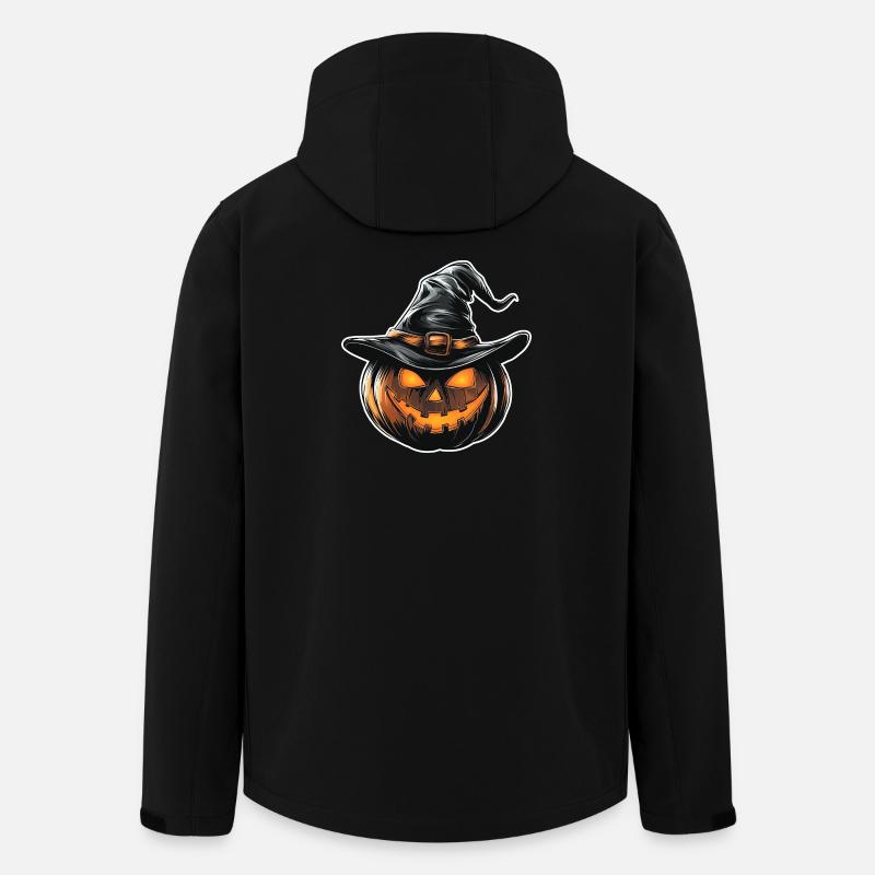 Pumpkin with Witch Hat – Bright Halloween Motif - Men’s Recycled Softshell Jacket by Stanley/Stella - black