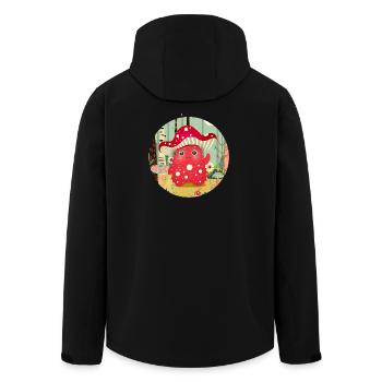 Lustiges Pilz-Monster im bunten Wald - Recycelte Männer Softshell-Jacke von Stanley/Stella - Schwarz - Hinten - AI Model Male 185 light (185cm)