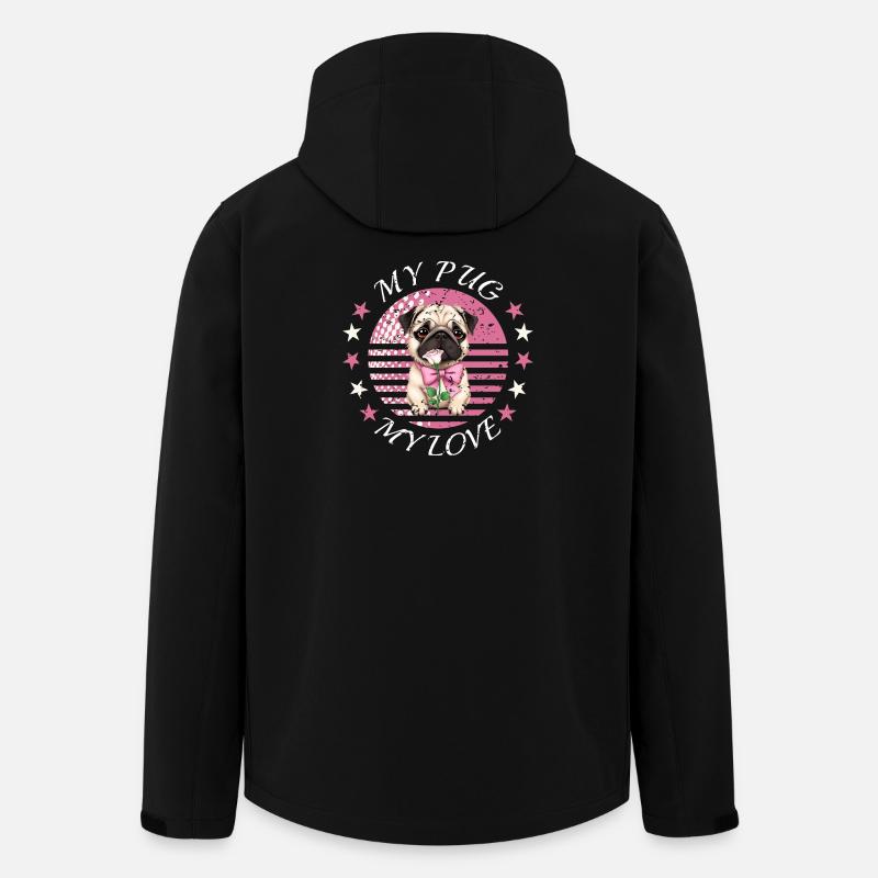 Mops Hund - Recycelte Männer Softshell-Jacke von Stanley/Stella - Schwarz