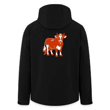 Conception de vache laitière rouge-brun – Country & farm - Veste softshell homme en polyester recyclé Stanley/Stella - noir - Dos - AI Model Male 185 light (185cm)