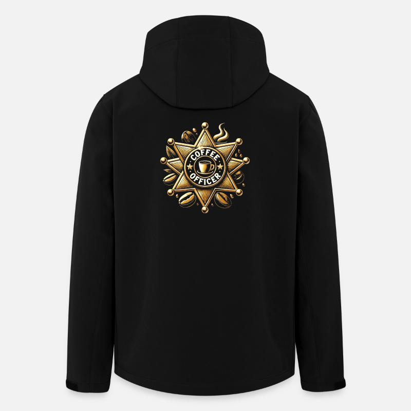 Coffee Officer Badge Design - Men’s Recycled Softshell Jacket by Stanley/Stella - black