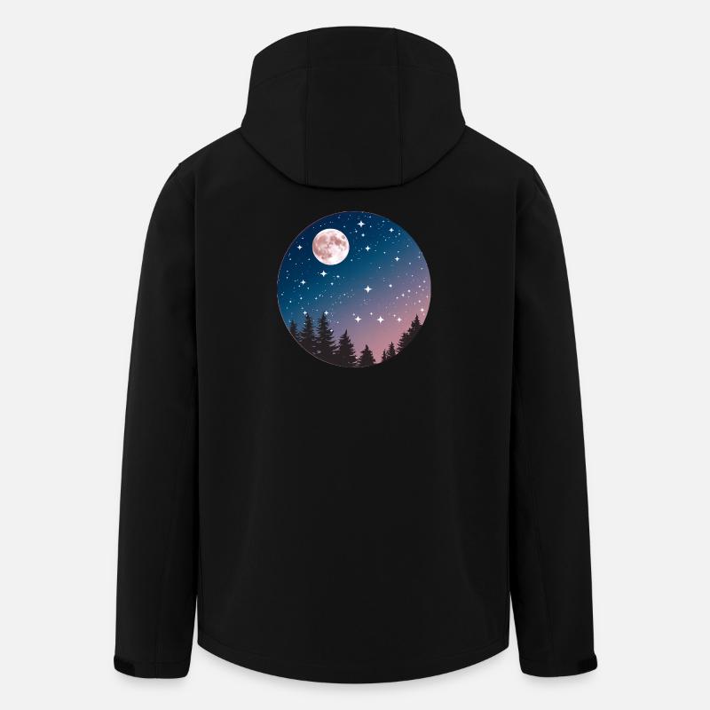 Moonlit Night Sky Tree Silhouette - Men’s Recycled Softshell Jacket by Stanley/Stella - black