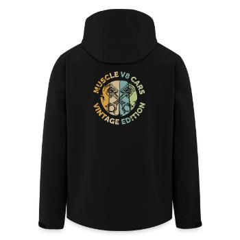Muscle Cars V8 Kolben Vintage Retro Design - Recycelte Männer Softshell-Jacke von Stanley/Stella - Schwarz - Hinten - AI Model Male 185 light (185cm)