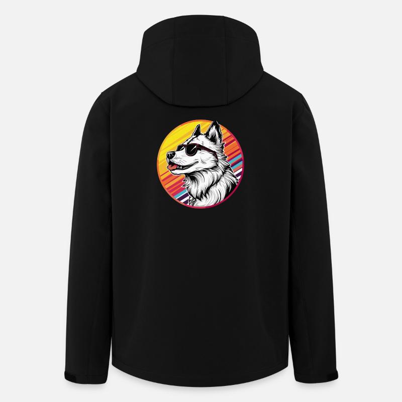 Lässiger Husky mit Sonnenbrille - Recycelte Männer Softshell-Jacke von Stanley/Stella - Schwarz