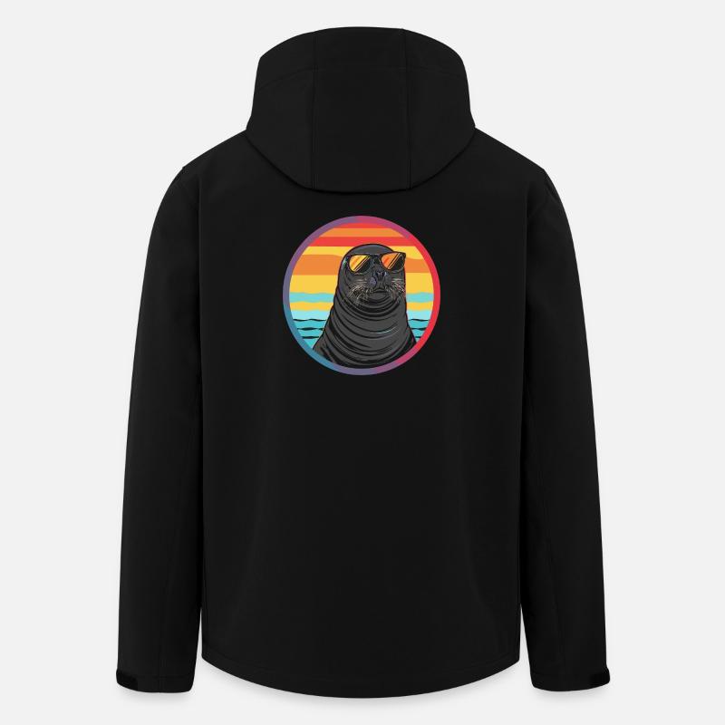 Seehund mit Sonnenbrille - Recycelte Männer Softshell-Jacke von Stanley/Stella - Schwarz