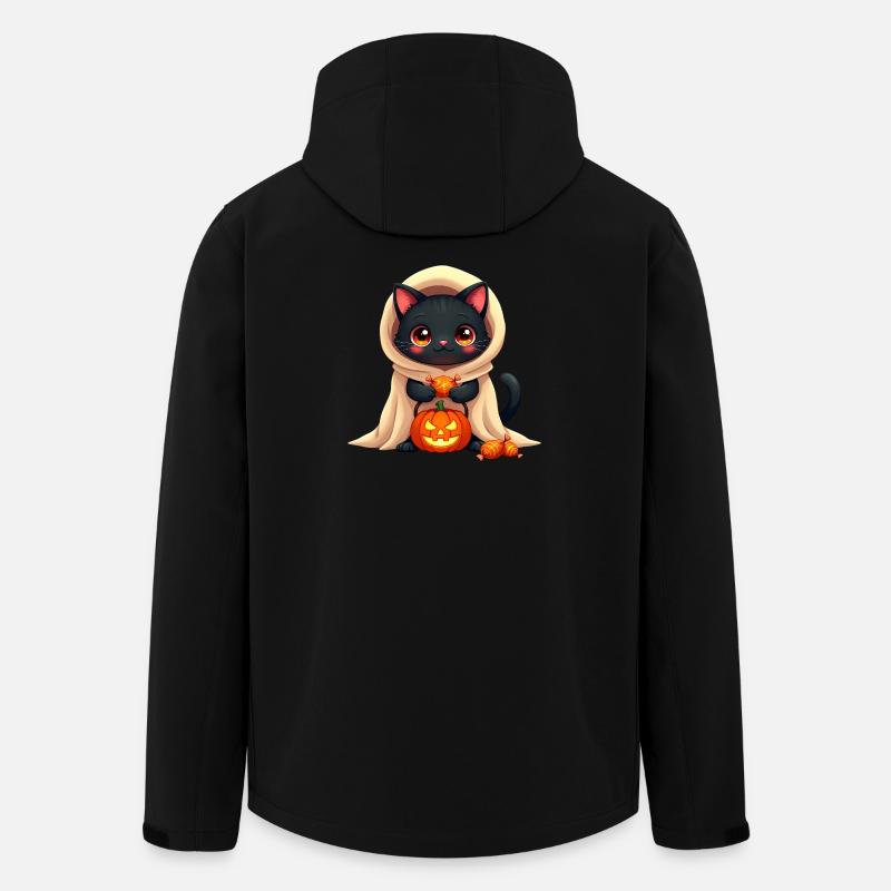 Chat d’Halloween avec citrouille d’Halloween - Veste softshell homme en polyester recyclé Stanley/Stella - noir