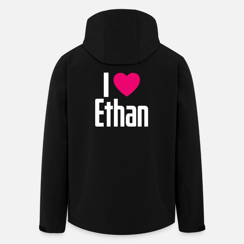 J’aime Ethan Coeur Rose J’aime Ethan - Veste softshell homme en polyester recyclé Stanley/Stella - noir