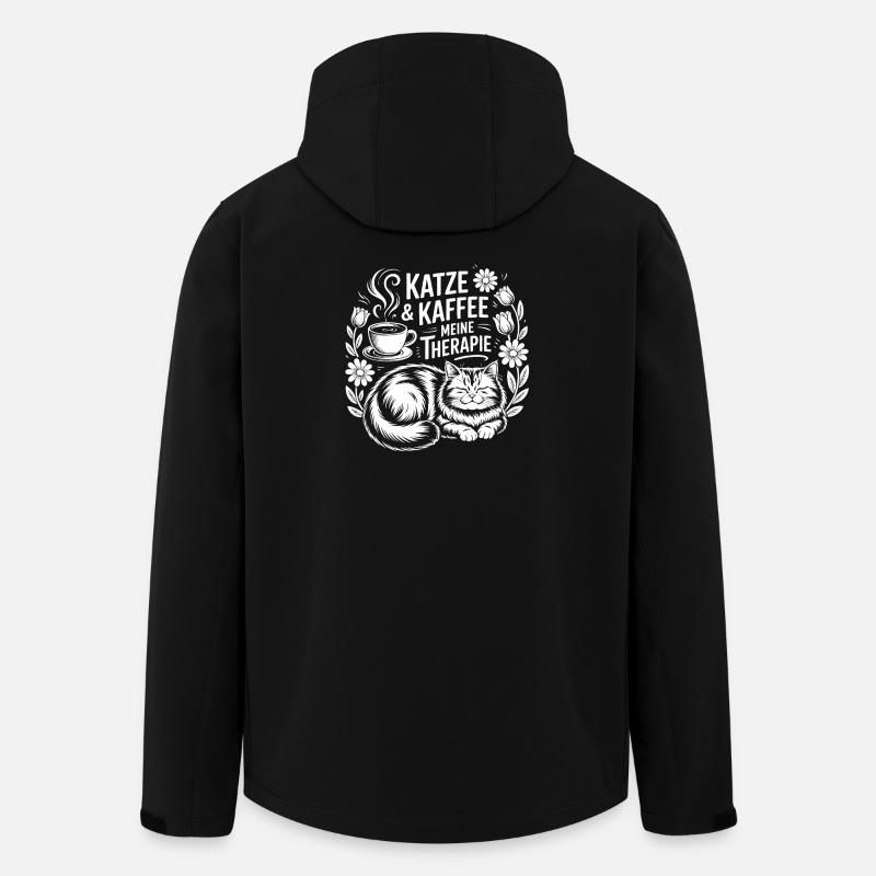 Katze & Kaffee Meine Therapie - Recycelte Männer Softshell-Jacke von Stanley/Stella - Schwarz