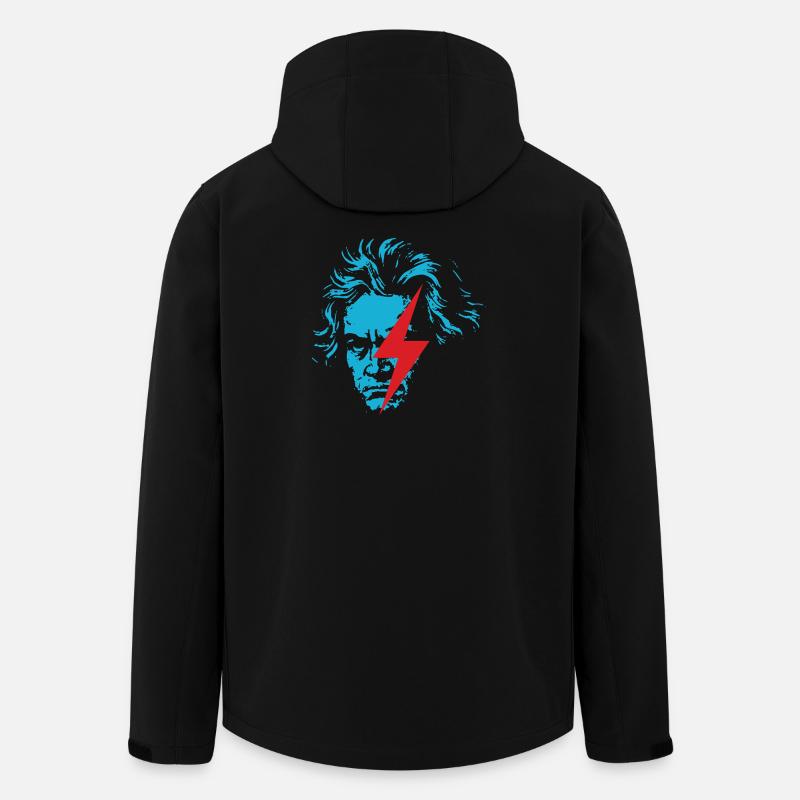 Blue Beethoven face with Red Lightning - Men’s Recycled Softshell Jacket by Stanley/Stella - black
