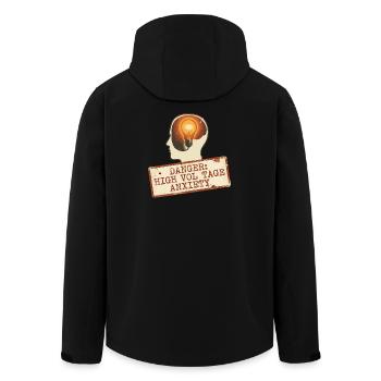 High Voltage Anxiety Warning Sign - Men’s Recycled Softshell Jacket by Stanley/Stella - black - Back - AI Model Male 185 light (185cm)