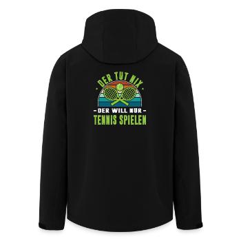 Tennis Player Gifts Tennis Sayings Outfits - Men’s Recycled Softshell Jacket by Stanley/Stella - black - Back - AI Model Male 185 light (185cm)