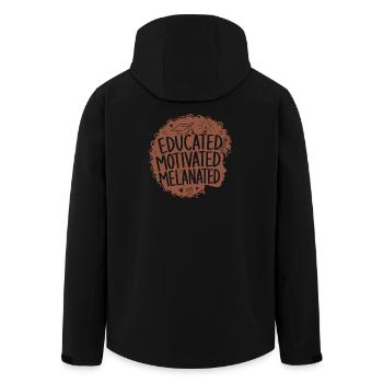 Educated Motivated Melanated Curly Hair Woman - Men’s Recycled Softshell Jacket by Stanley/Stella - black - Back - AI Model Male 185 light (185cm)