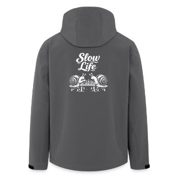 Slow Life Schnecken-Schachduell - Recycelte Männer Softshell-Jacke von Stanley/Stella - Anthrazit - Hinten - AI Model Male 185 light (185cm)