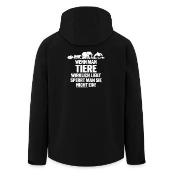 Wildtiere gehören nicht in Zoos - Recycelte Männer Softshell-Jacke von Stanley/Stella - Schwarz - Hinten - AI Model Male 185 light (185cm)