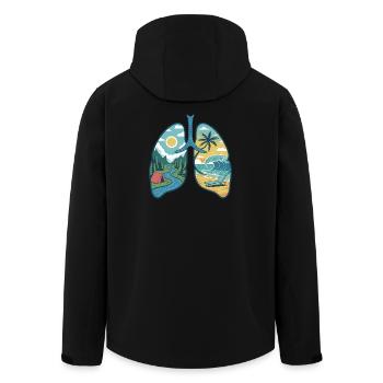  Lunge Natur Berge Wald Fluss Strand Meer Wellen - Recycelte Männer Softshell-Jacke von Stanley/Stella - Schwarz - Hinten - AI Model Male 185 light (185cm)