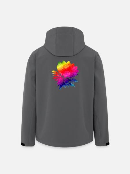 Bunte Blumen Silhouette Regenbogen Design  - Recycelte Männer Softshell-Jacke von Stanley/Stella - Schwarz