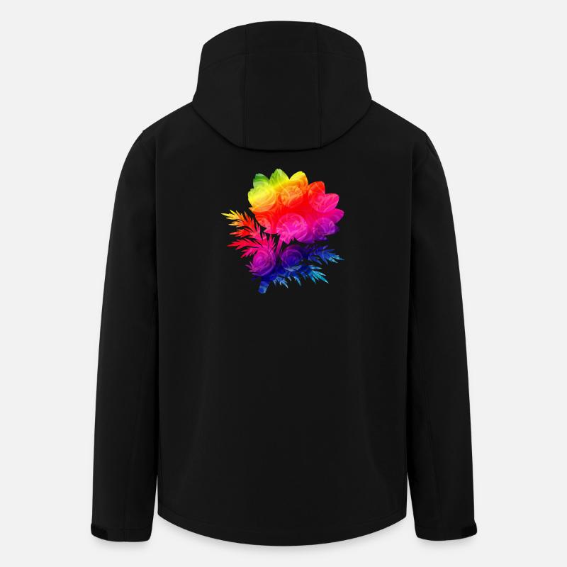 Bunte Blumen Silhouette Regenbogen Design  - Recycelte Männer Softshell-Jacke von Stanley/Stella - Schwarz