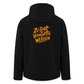 Zu spät vernünftig zu werden - Recycelte Männer Softshell-Jacke von Stanley/Stella - Schwarz - Hinten - AI Model Male 185 light (185cm)