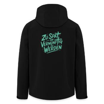 Zu spät vernünftig zu werden - Recycelte Männer Softshell-Jacke von Stanley/Stella - Schwarz - Hinten - AI Model Male 185 light (185cm)