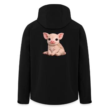 Ferkel-Kuschel-Illustration - Recycelte Männer Softshell-Jacke von Stanley/Stella - Schwarz - Hinten - AI Model Male 185 light (185cm)