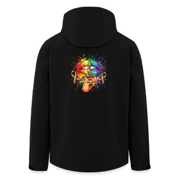 LGBTQIA+ – Verurteile nicht, was du nicht verstehst. - Recycelte Männer Softshell-Jacke von Stanley/Stella - Schwarz - Hinten - AI Model Male 185 light (185cm)